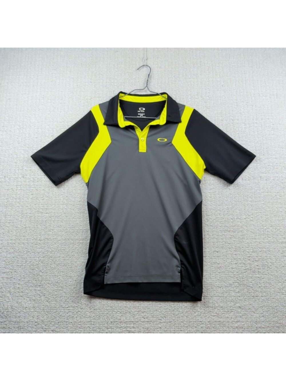 Y2K Oakley Athletic Performance Golf Polo Green / Gray Mens Sz S Preppy 2000's